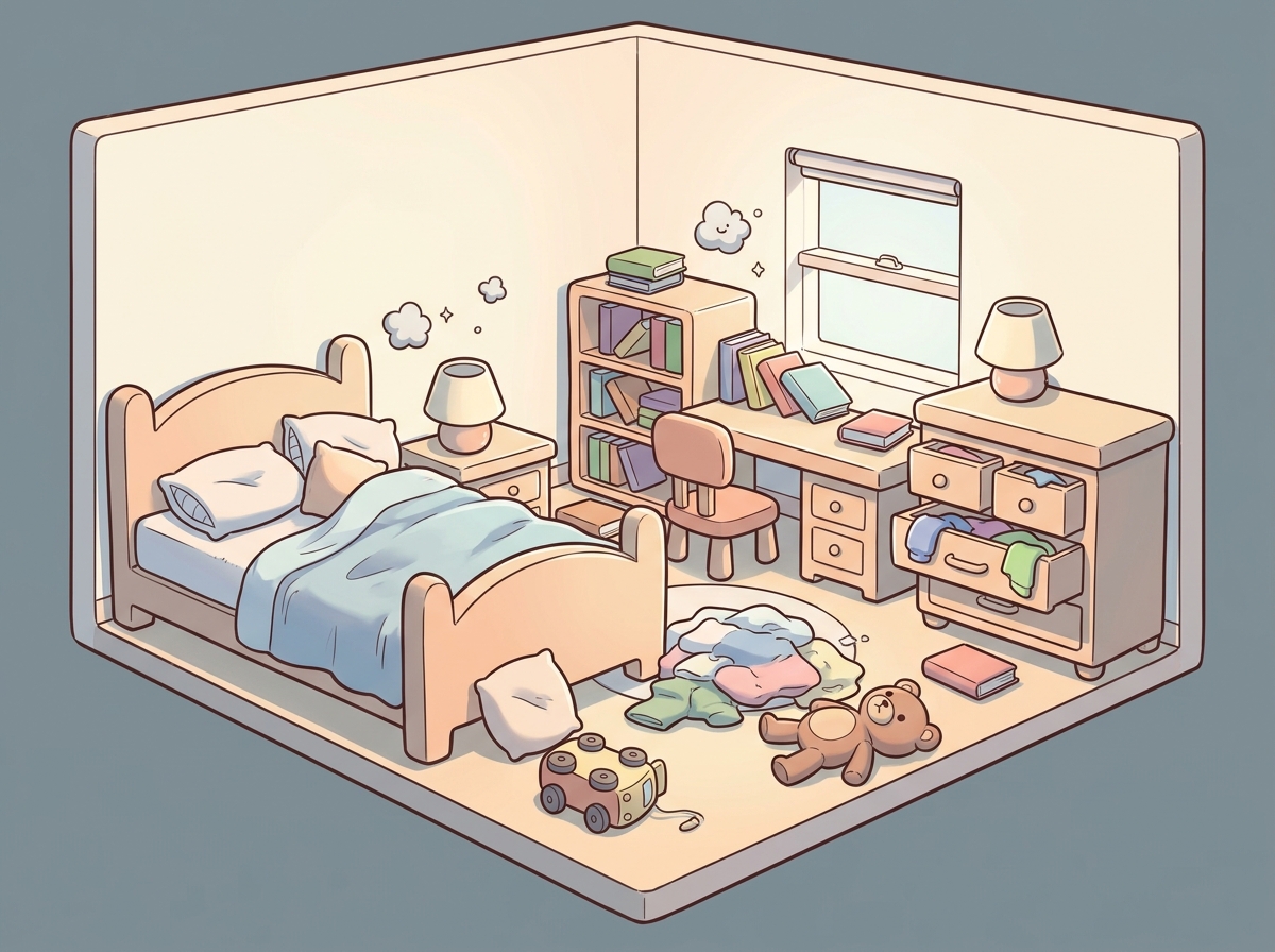 Cluttered kids room — life before ChoreQuest